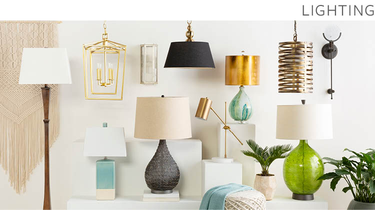 Lighting Surya Rugs Pillows Wall Decor Accent Table Lamps Floor Lamp