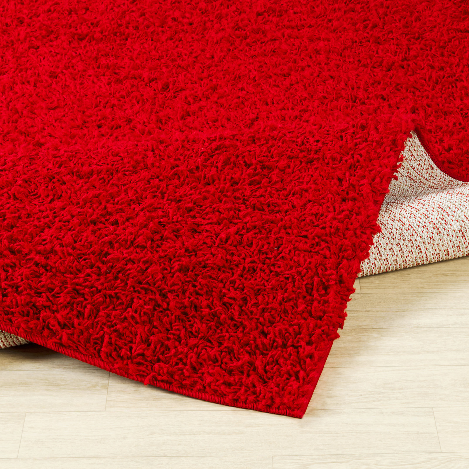 SURYA Tapis De Couloir à Poils Longs Et Doux Shaggy Uni Chic Rouge 80x220 Cm 13 Detail Photo0