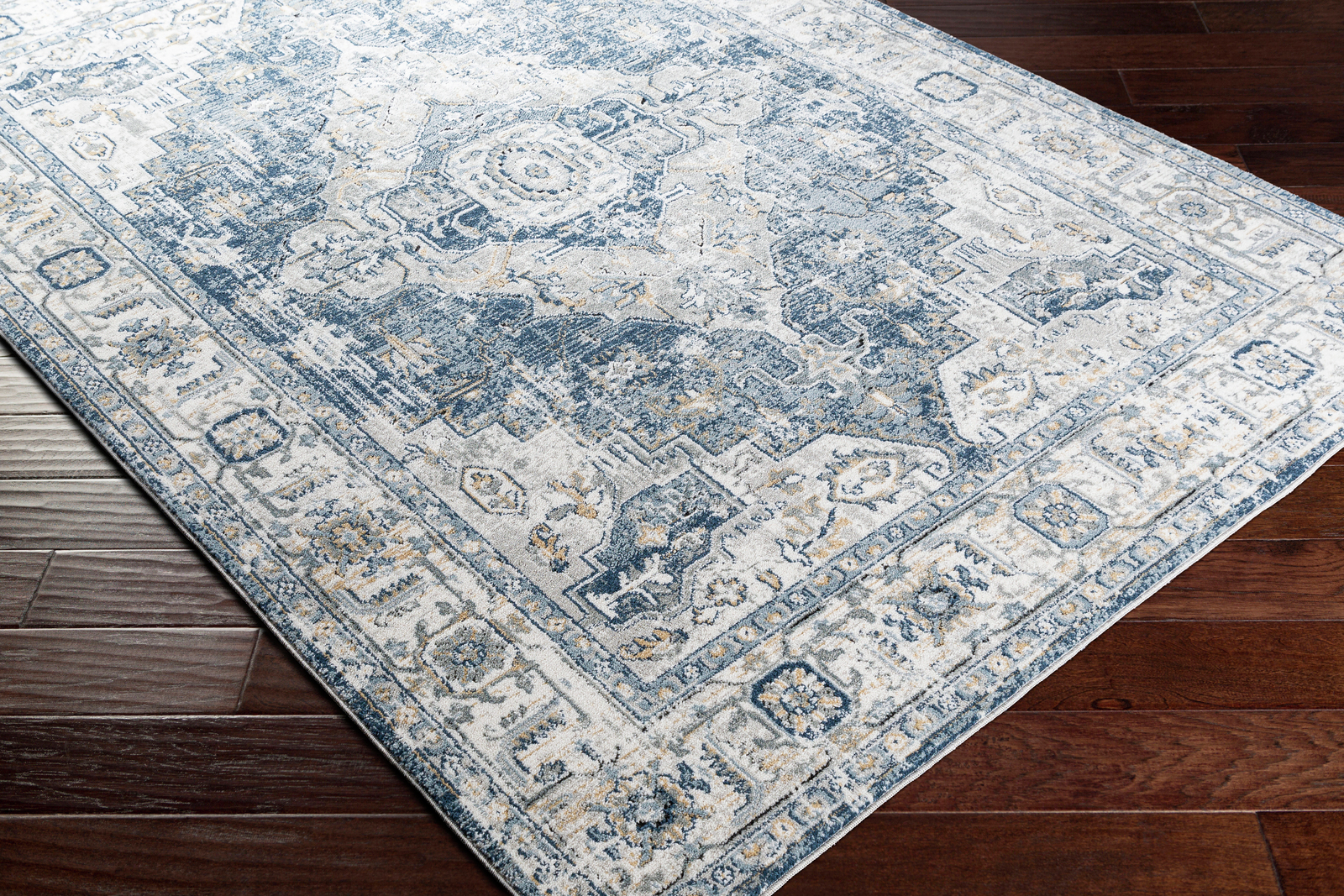 SURYA Tappeto Salotto A Pelo Corto Soggiorno Vintage Orientale Blu E Grigio 160x220 Cm 15 Detail Photo2