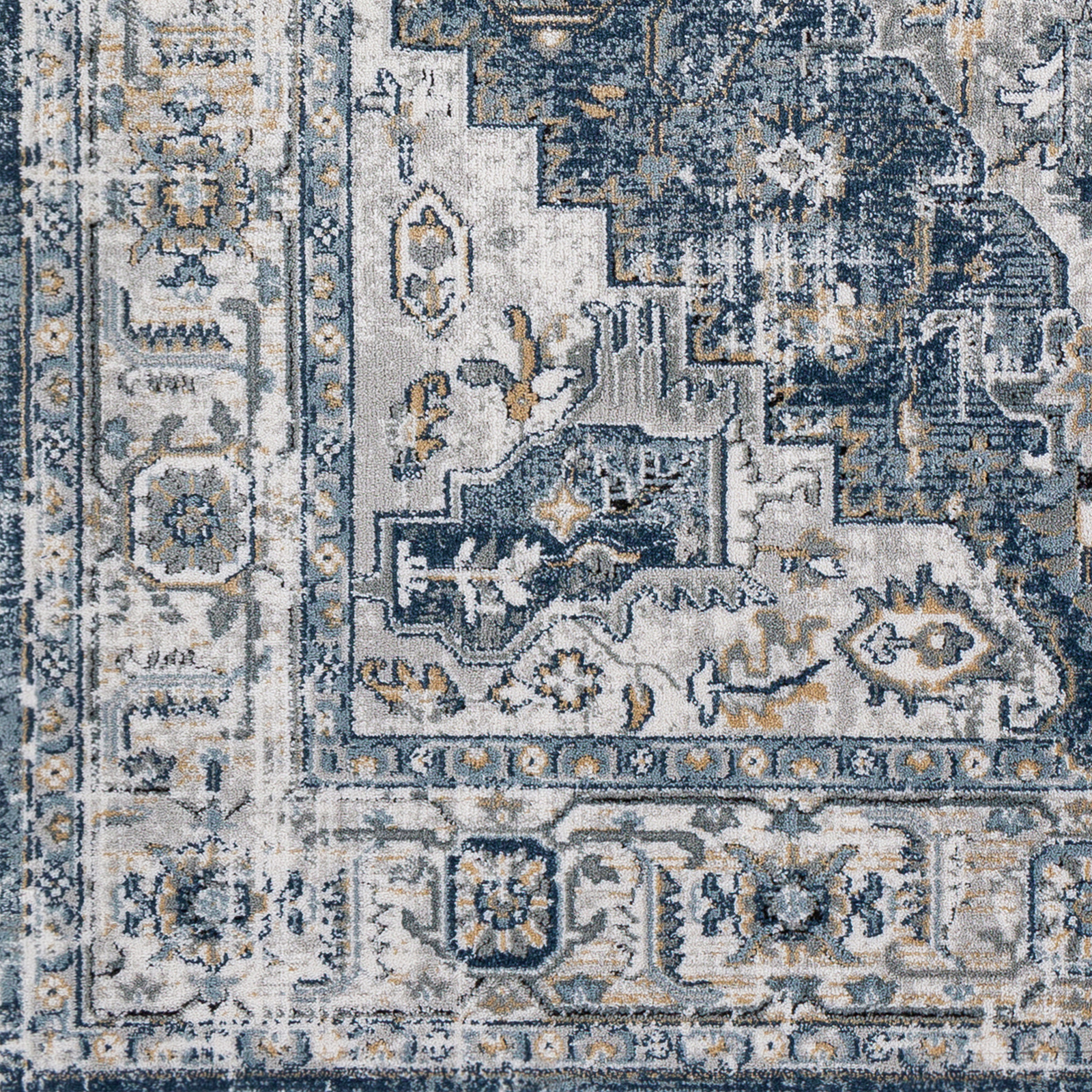 SURYA Tappeto Salotto A Pelo Corto Soggiorno Vintage Orientale Blu E Grigio 160x220 Cm 14 Detail Photo1