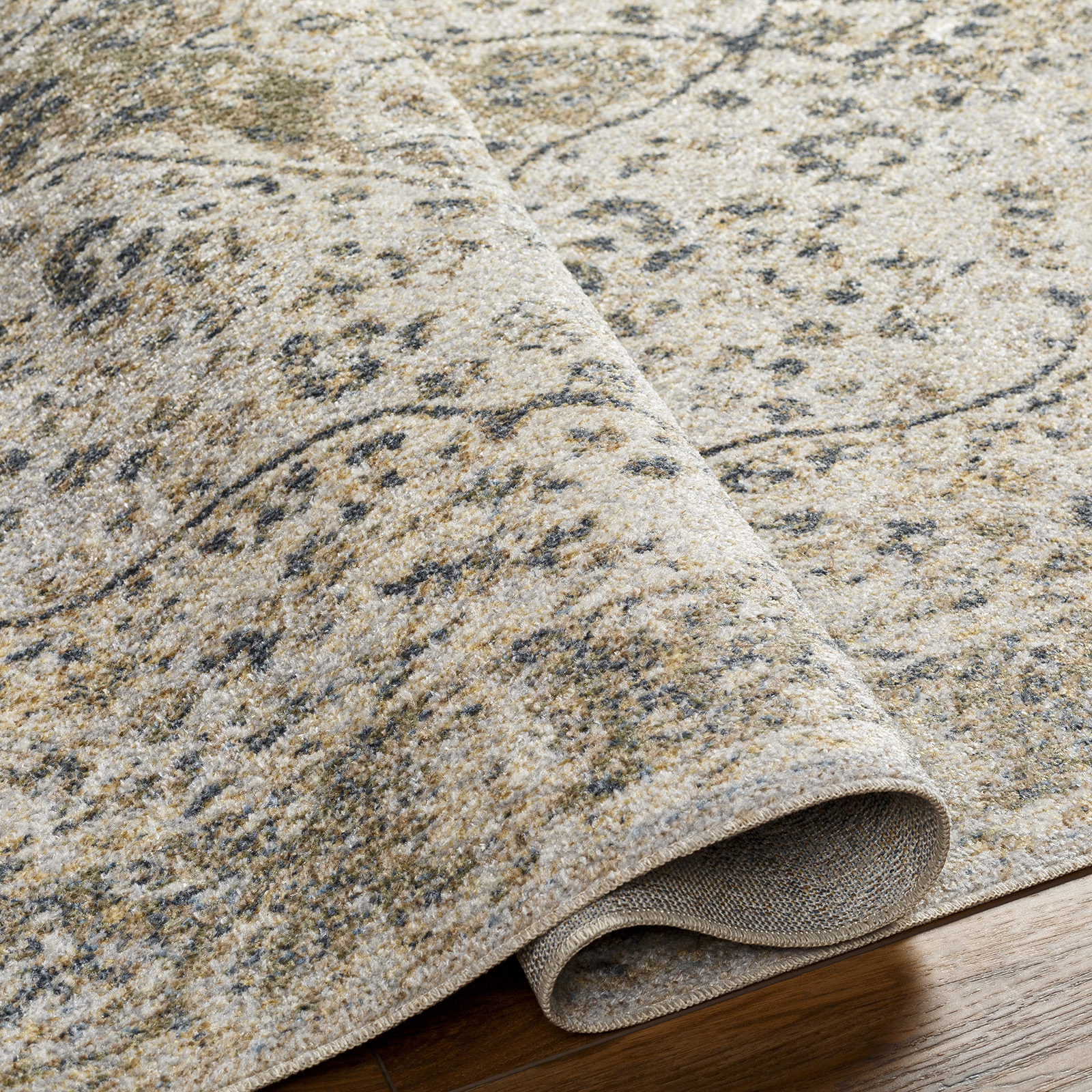 SURYA Tappeto Lavabile In Lavatrice Soggiorno Vintage Orientale Giallo E Avorio 200x275 Cm 13 Detail Photo0