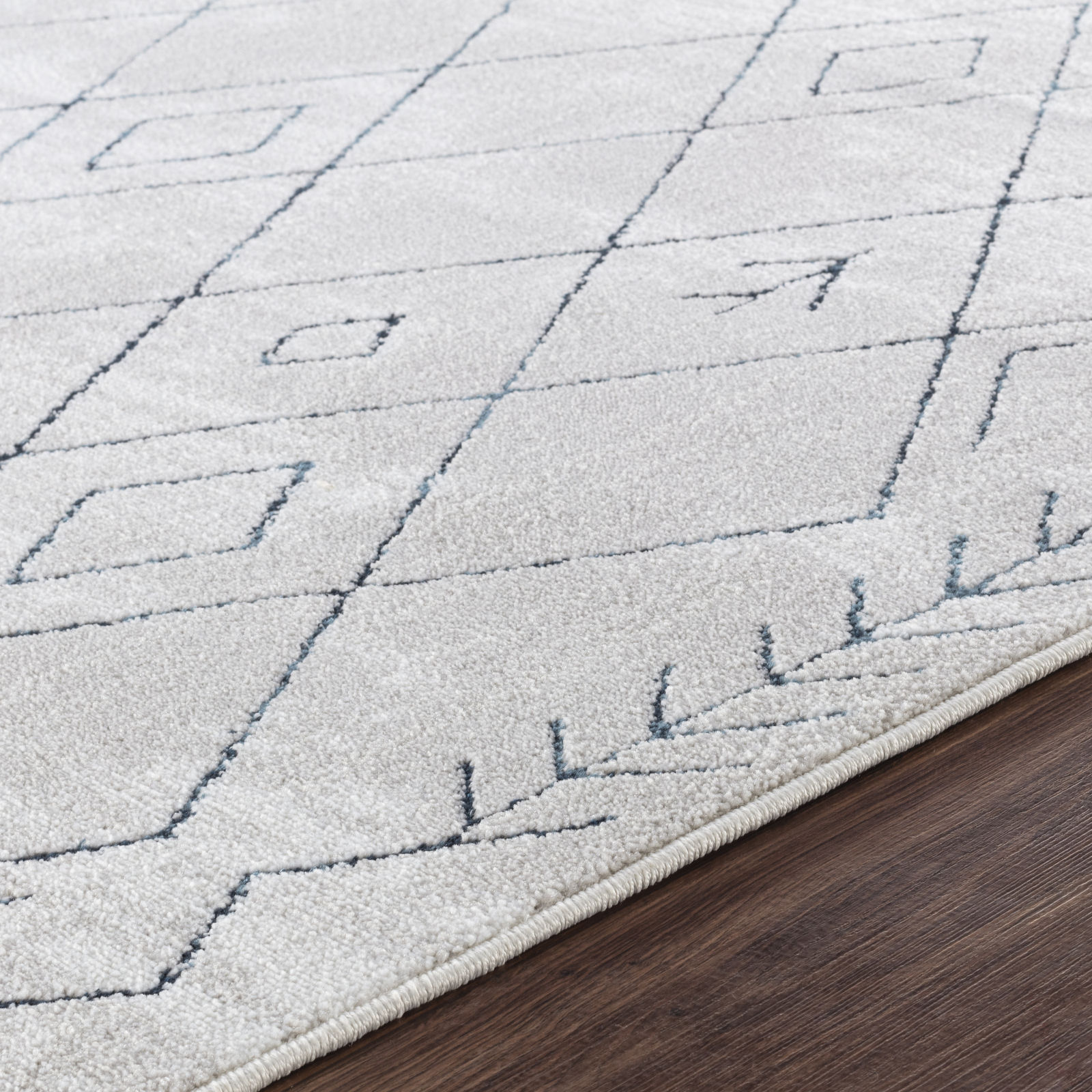 SURYA Tapis De Salon à Poils Courts Et Doux Berbère Ethnique Blanc Et Bleu 200x275 Cm 15 Detail Photo2