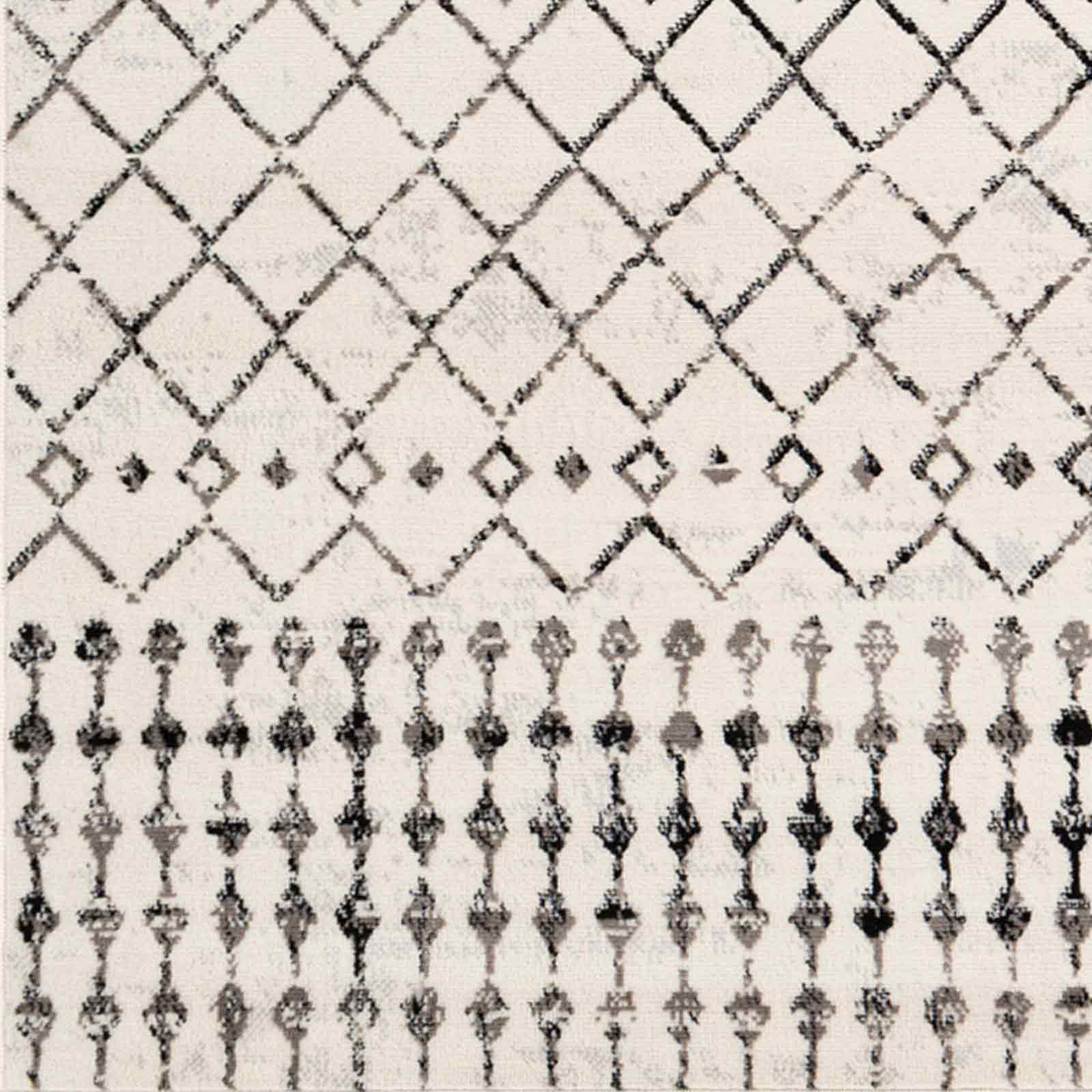 SURYA Tapis De Salon à Poils Courts Et Doux Berbère Ethnique Blanc Et Noir 130x170 Cm 14 Detail Photo1