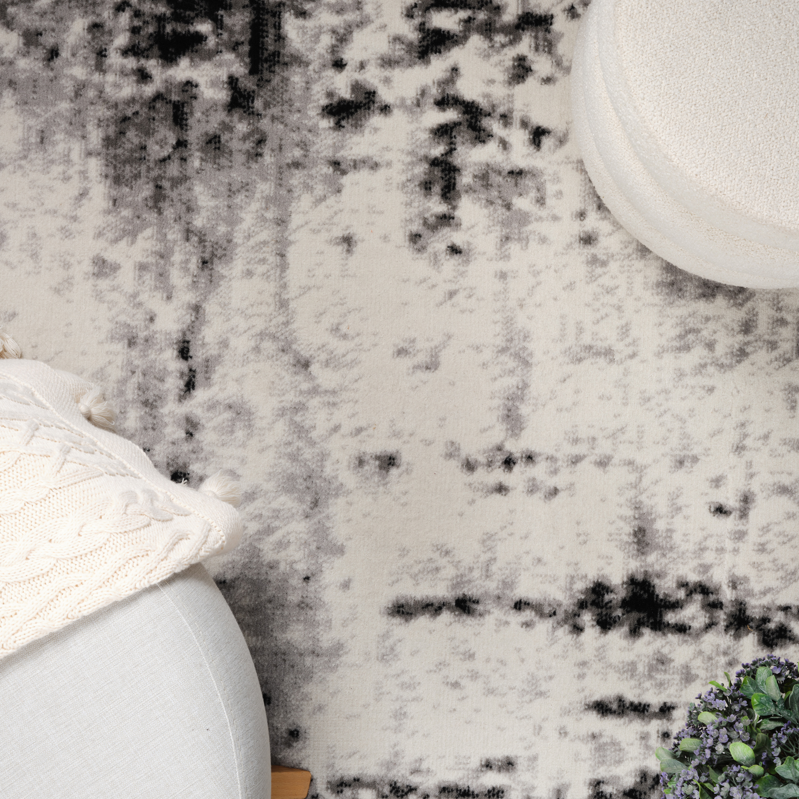 SURYA Tapis De Salon à Poils Courts Et Doux Abstrait Moderne Blanc Et Gris 152x213 Cm 14 Detail Photo1