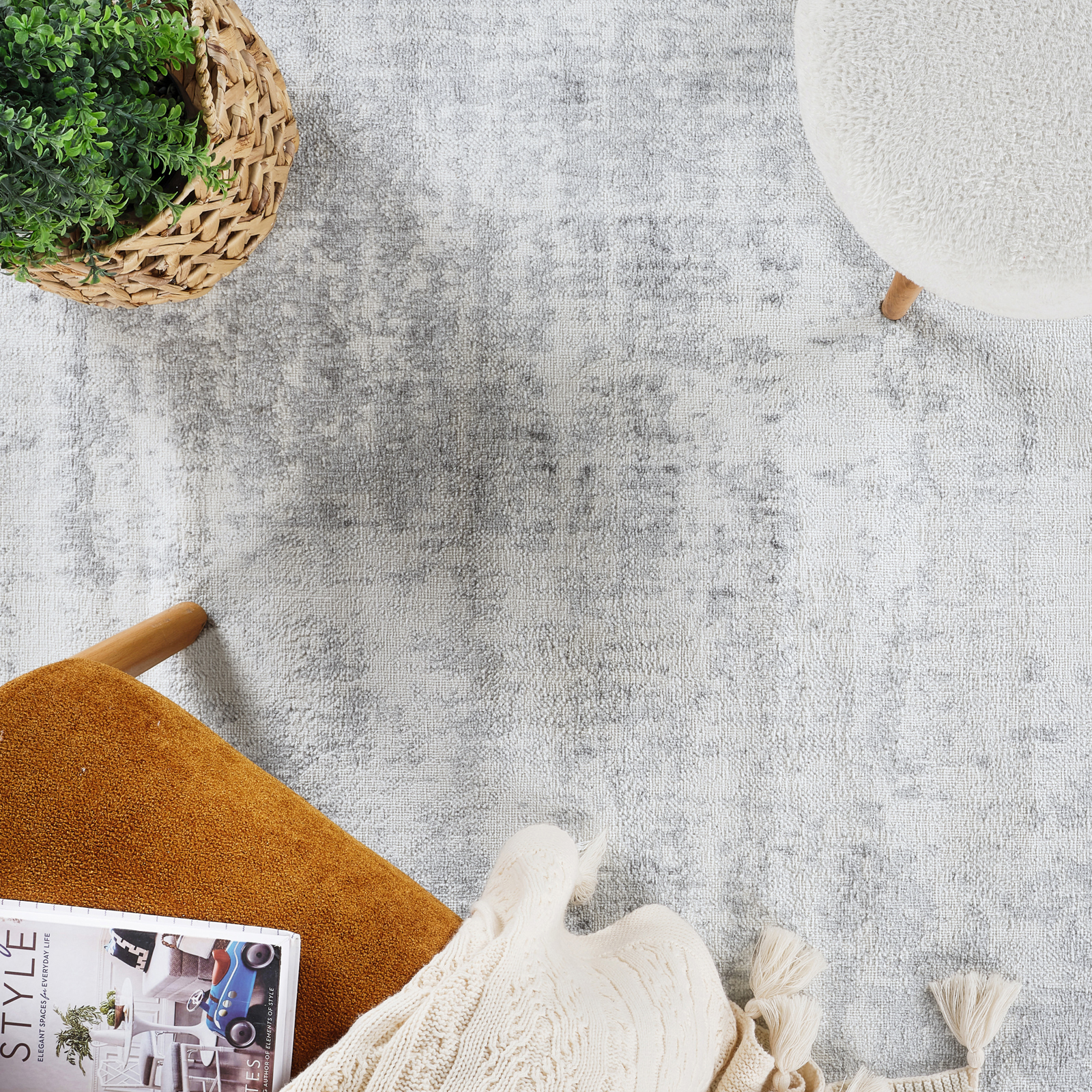 SURYA Tapis De Couloir à Poils Courts Et Doux Abstrait Moderne Blanc Et Anthracite 80x150 Cm 14 Detail Photo1